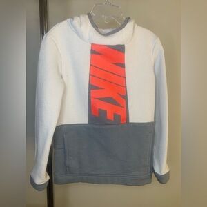 Nike Kids' White and Gray Hoodie with Logo